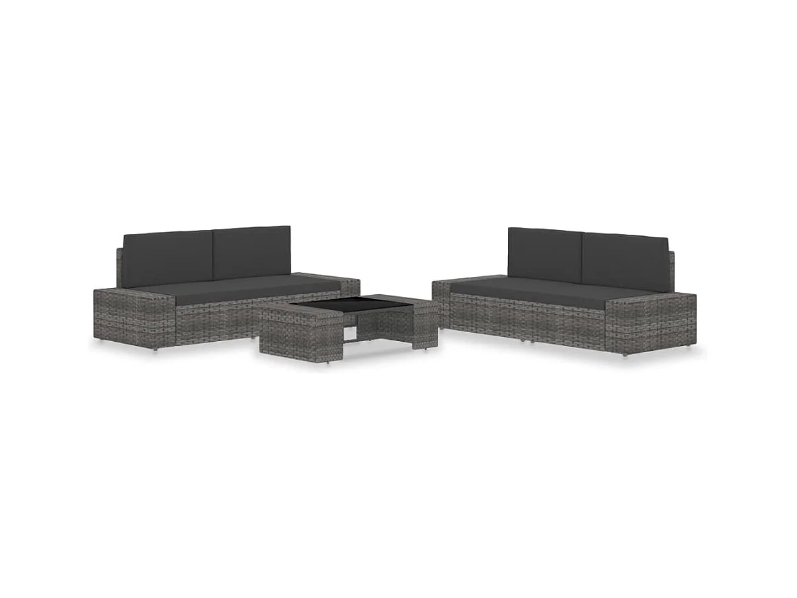 Salon de jardin 5 pcs Résine tressée Gris