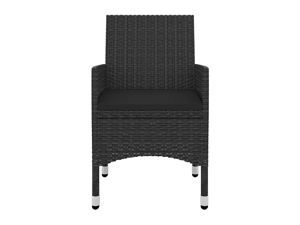 Set comedor de jardín 3 pzas y cojines ratán sintético y vidrio