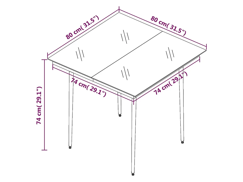 Set comedor de jardín 3 pzas y cojines ratán sintético y vidrio