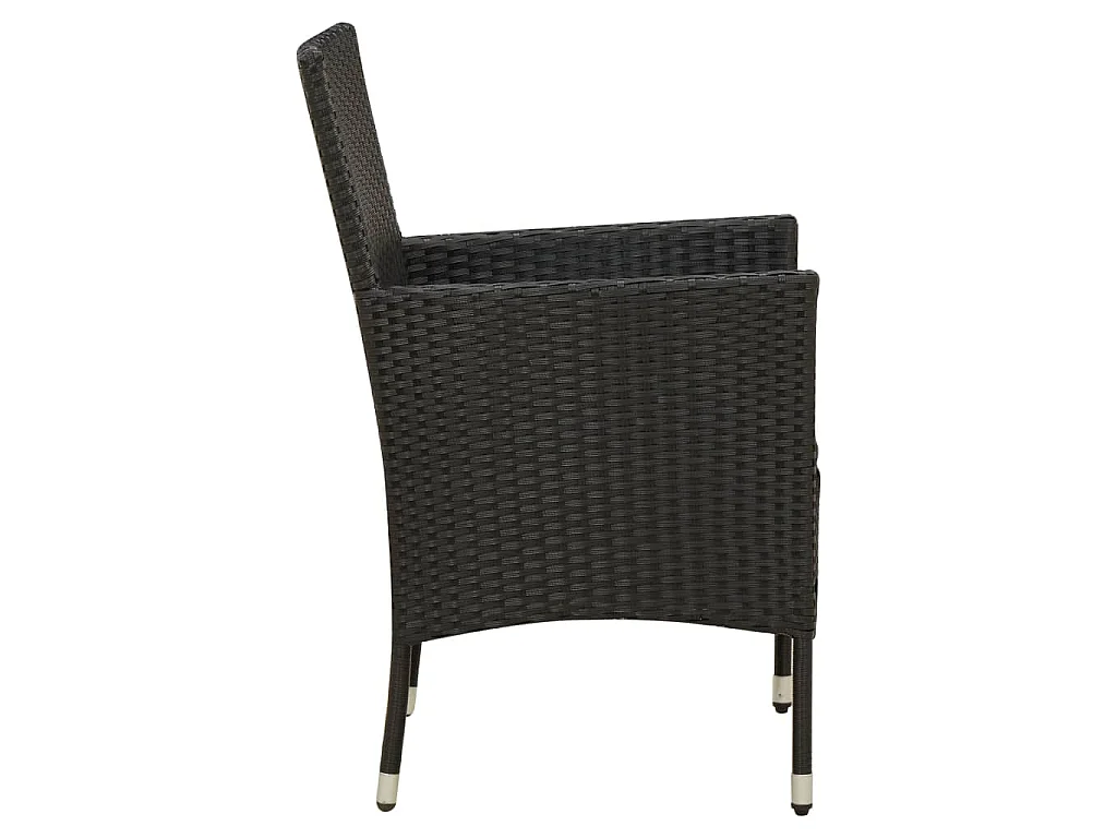 7 pcs conjunto jantar exterior com almofadões vime PE preto