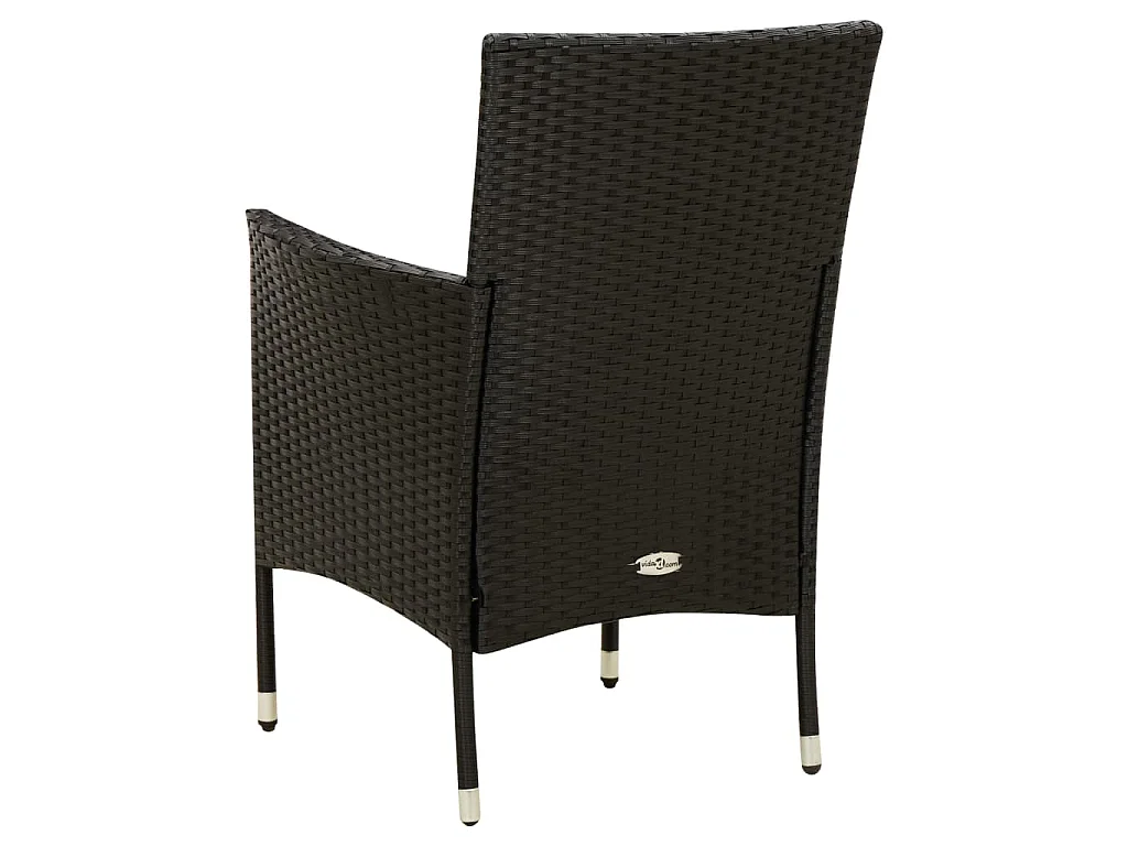 7 pcs conjunto jantar exterior com almofadões vime PE preto