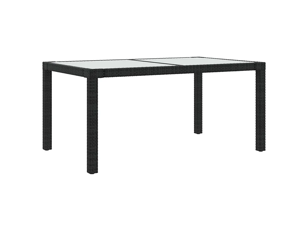 7 pcs conjunto jantar exterior com almofadões vime PE preto