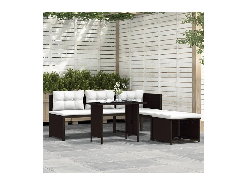 Salon de jardin 4 pcs Résine tressée Marron