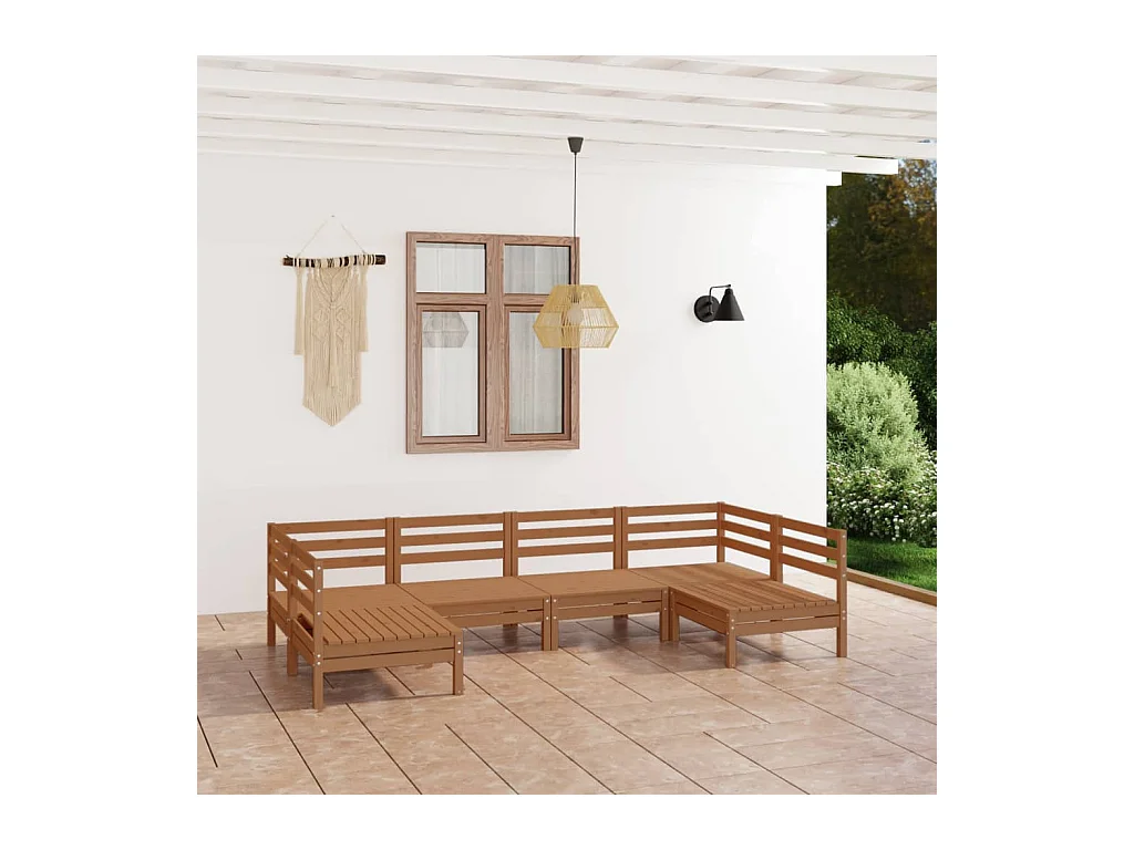 6-tlg. Garten-Lounge-Set Honigbraun Massivholz Kiefer