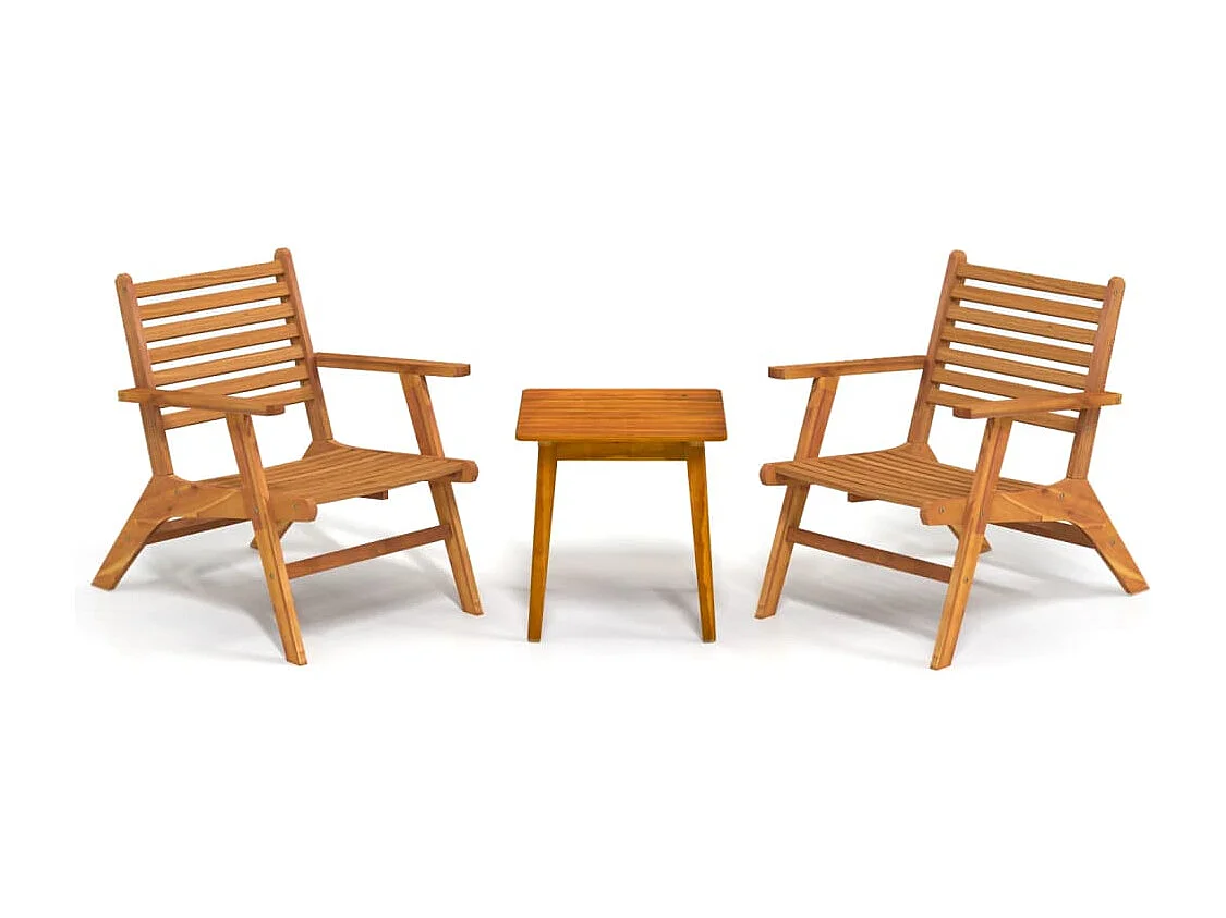 3 pcs conjunto de bistrô em madeira de acácia maciça