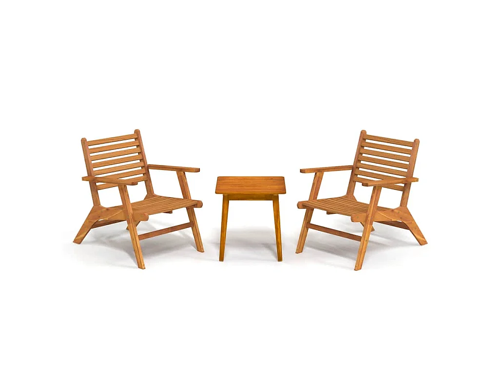 Juego de bistró 3 piezas madera maciza de acacia