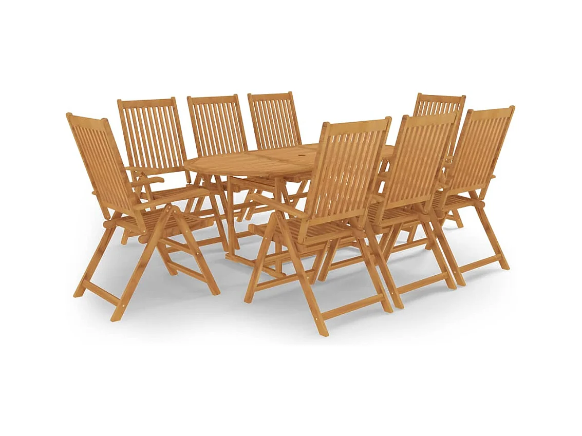 9-tlg. Garten-Essgruppe Massivholz Teak