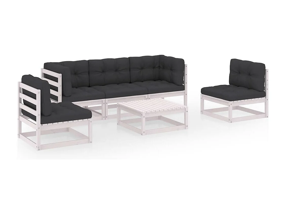 6-tlg. Garten-Lounge-Set mit Kissen Kiefer Massivholz