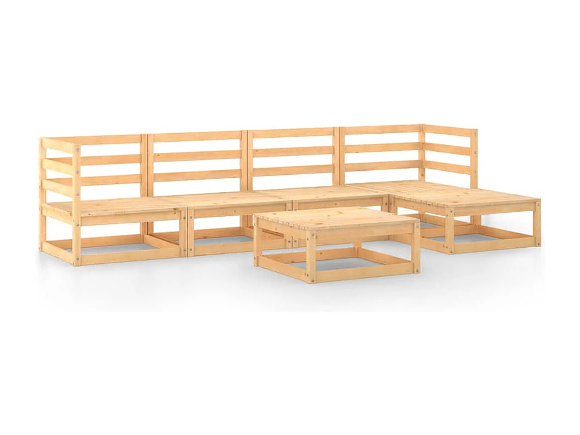 6 pcs conjunto lounge de jardim pinho maciço