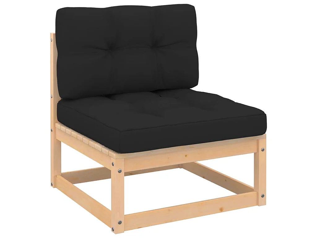 6-tlg. Garten-Lounge-Set mit Kissen Massivholz Kiefer