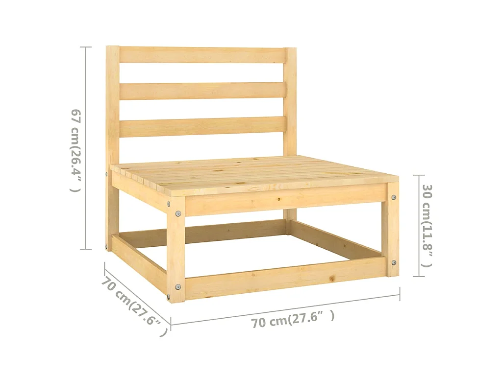 6-tlg. Garten-Lounge-Set mit Kissen Massivholz Kiefer