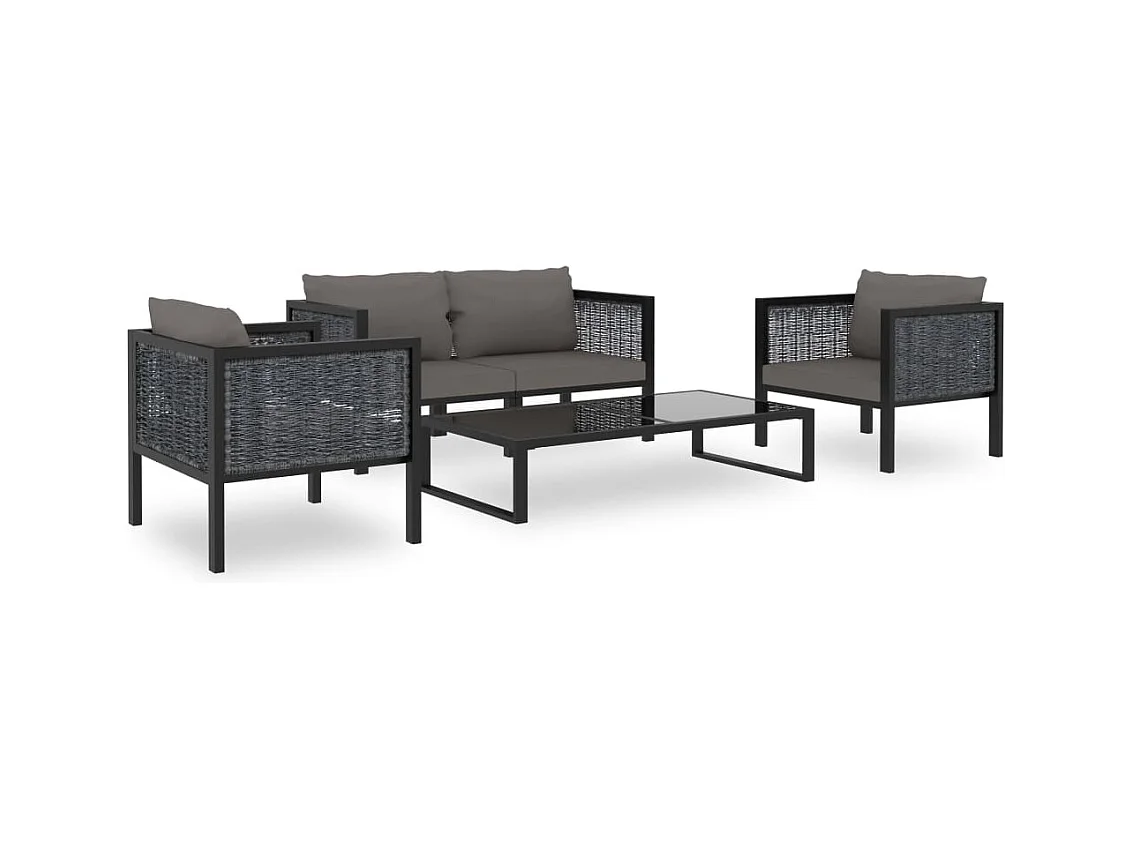 Set Divani da Giardino 5 pz con Cuscini in Polyrattan Antracite