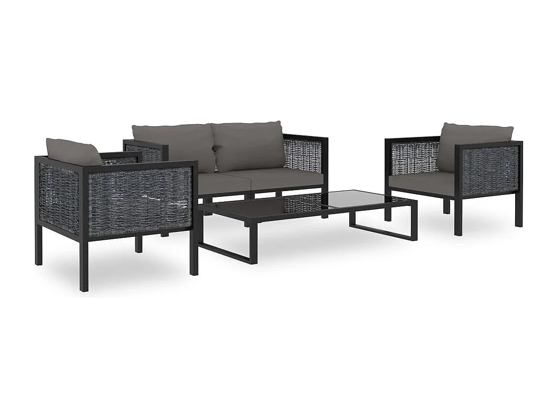 Salon de jardin 5 pcs avec coussins résine tressée anthracite