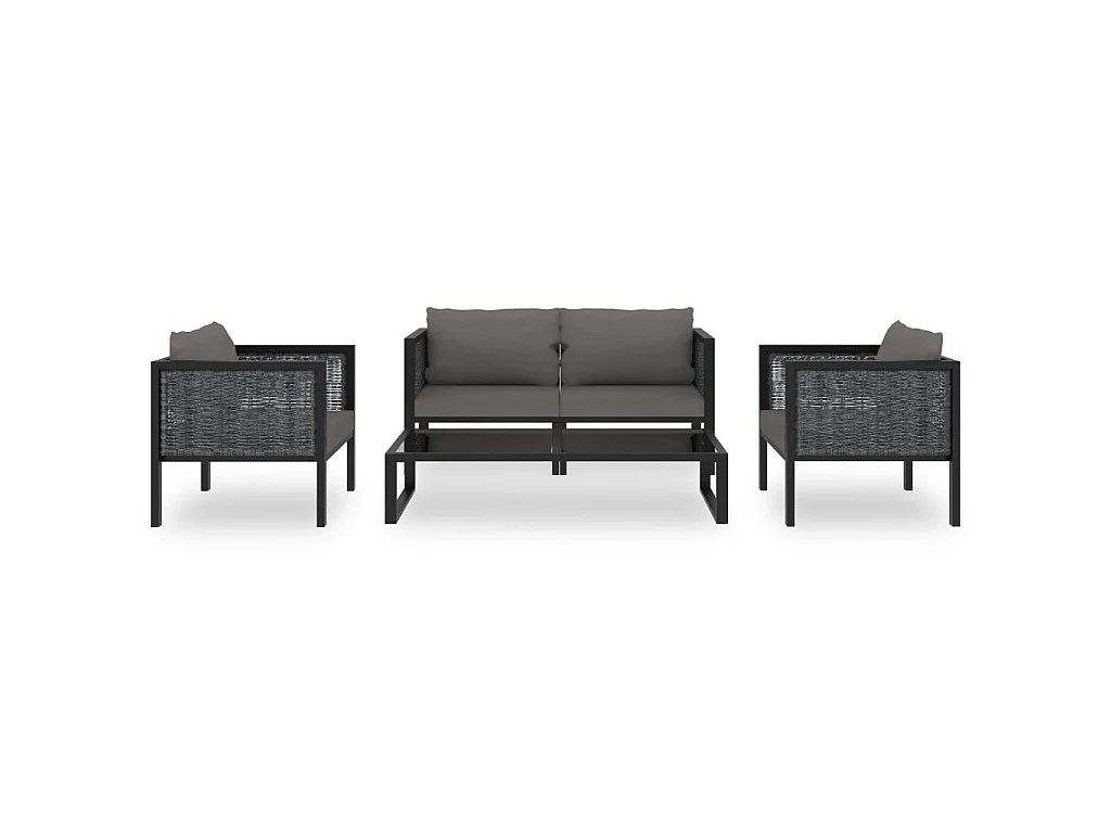 Set Divani da Giardino 5 pz con Cuscini in Polyrattan Antracite
