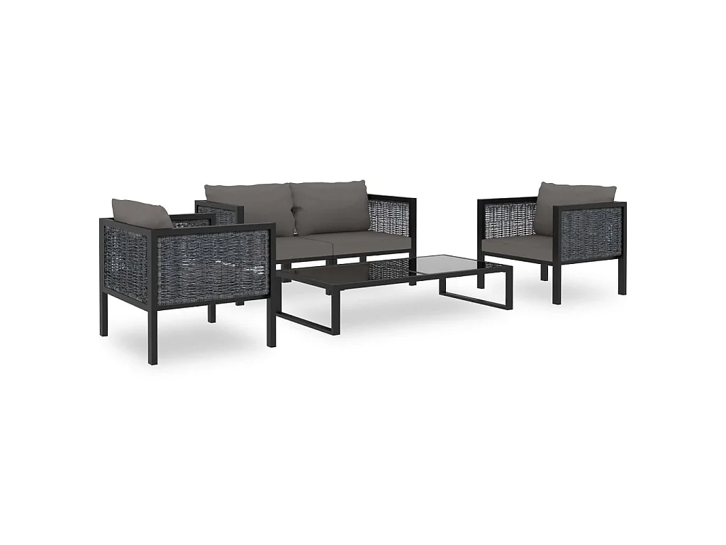 Set Divani da Giardino 5 pz con Cuscini in Polyrattan Antracite