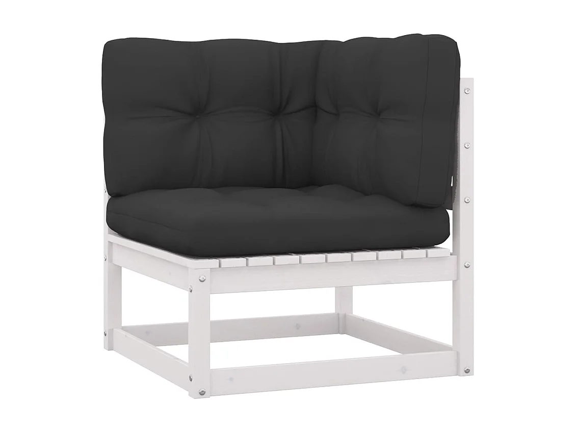 Salon de jardin 12 pcs avec coussins Blanc Bois de pin massif