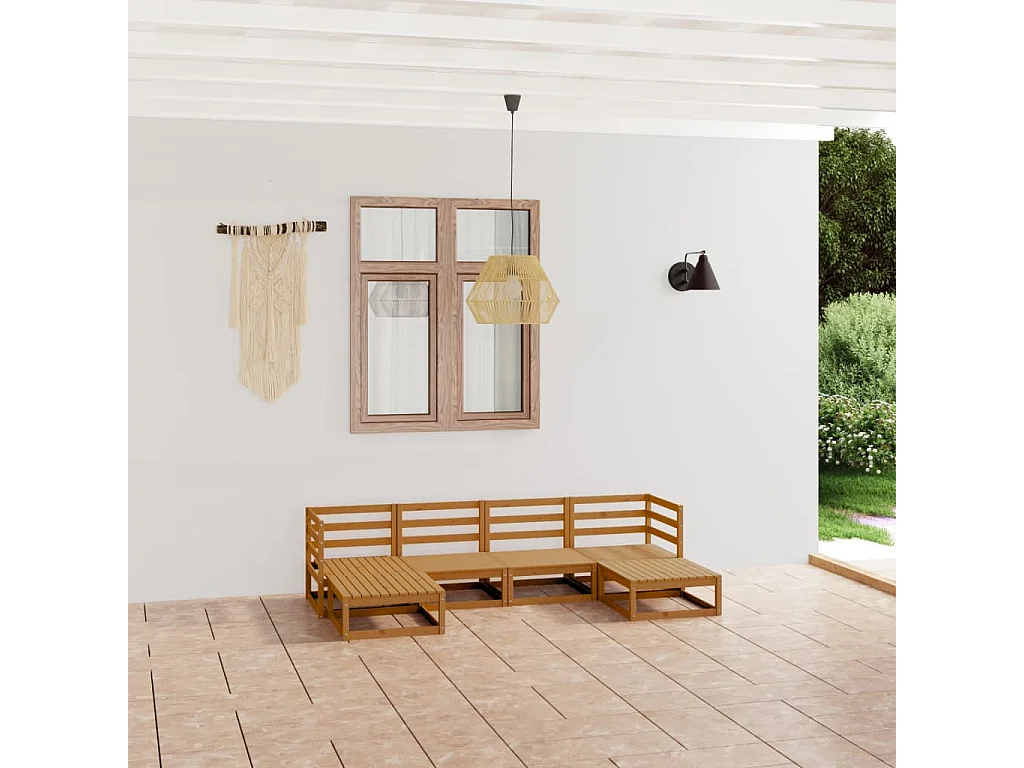 Salon de jardin 6 pcs bois de pin massif