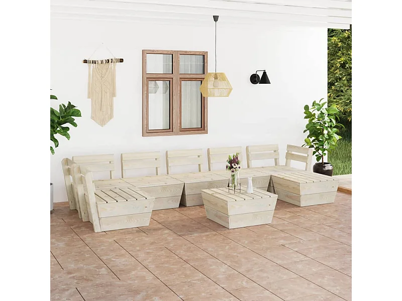 Salon de jardin palette 8 pcs Bois d'épicéa imprégné