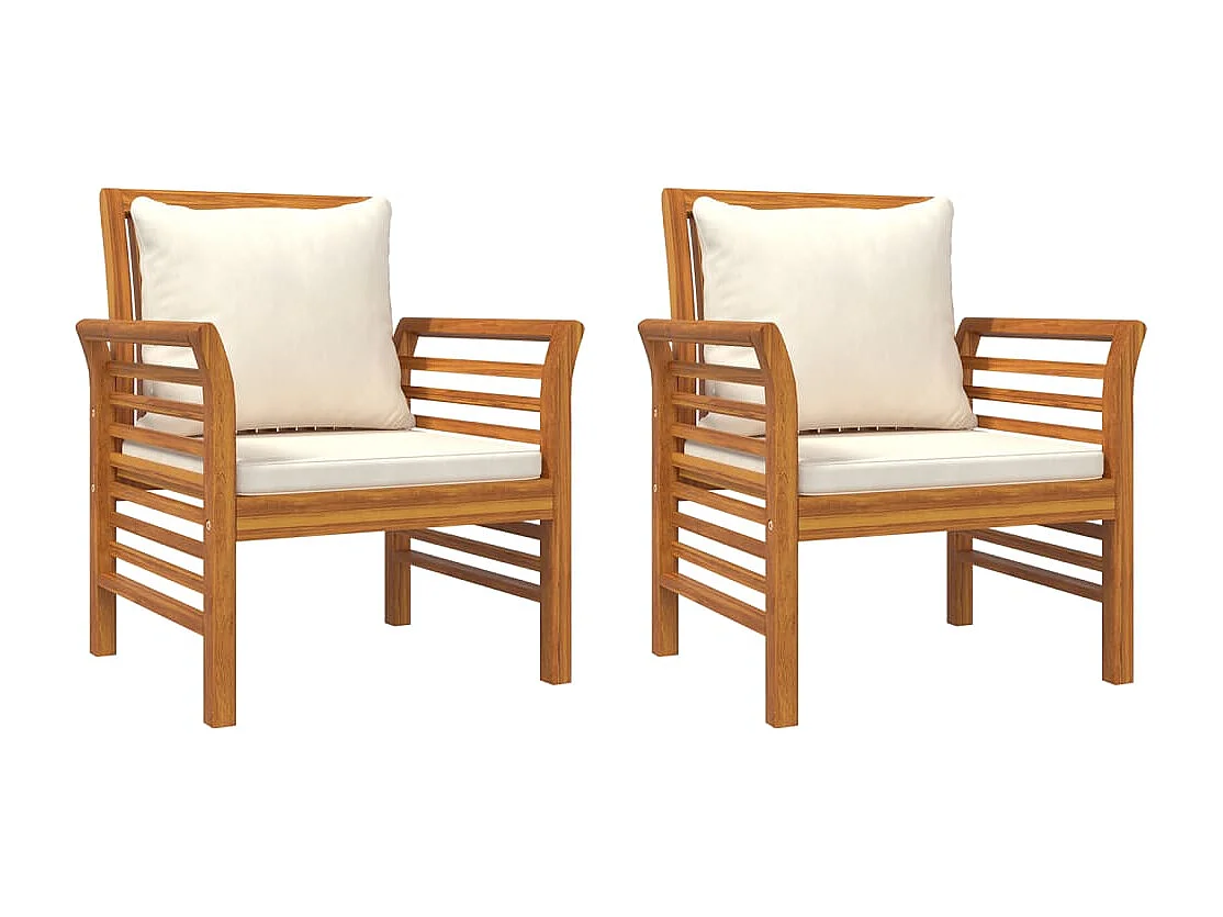 Salon de jardin 3 pcs avec coussins bois massif d'acacia