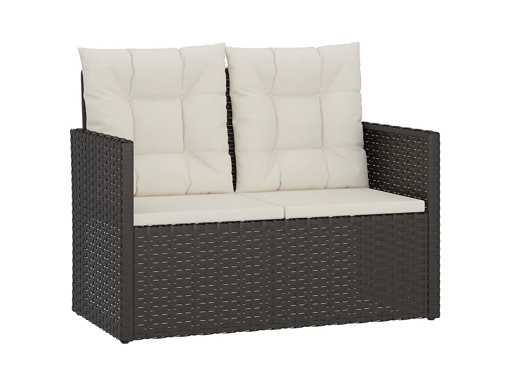 4-delige Loungeset met kussens poly rattan zwart