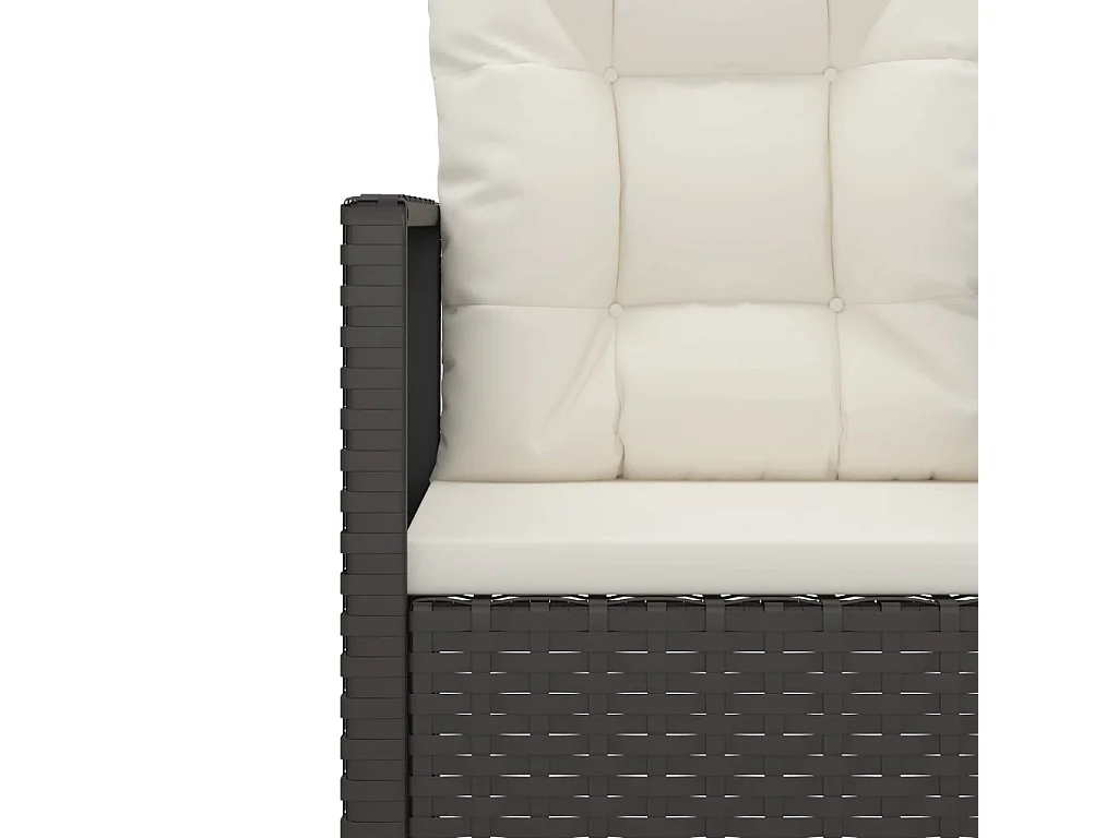 4-delige Loungeset met kussens poly rattan zwart