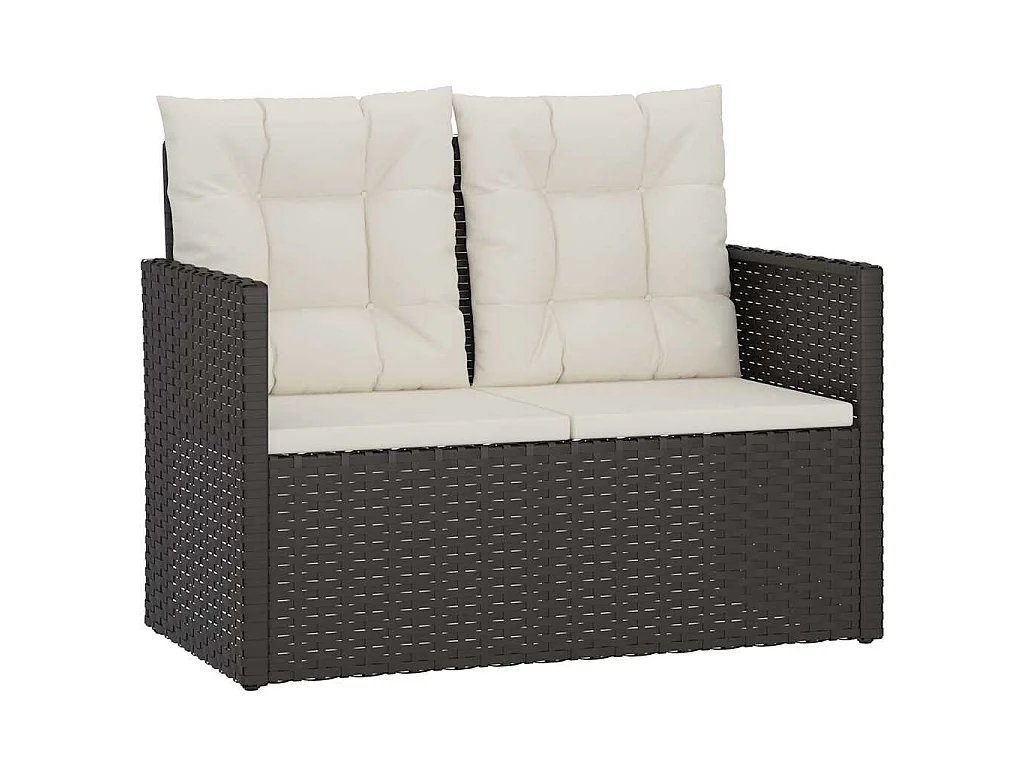 Mobilier d'extérieur 4 pcs avec coussins Résine tressée Noir