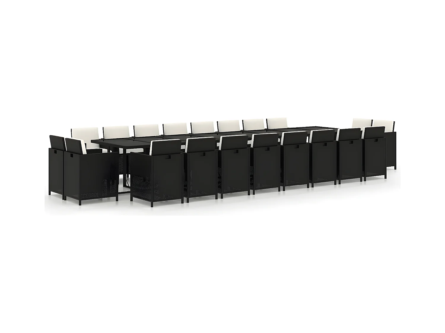 21-tlg. Garten-Essgruppe mit Kissen Schwarz Poly Rattan