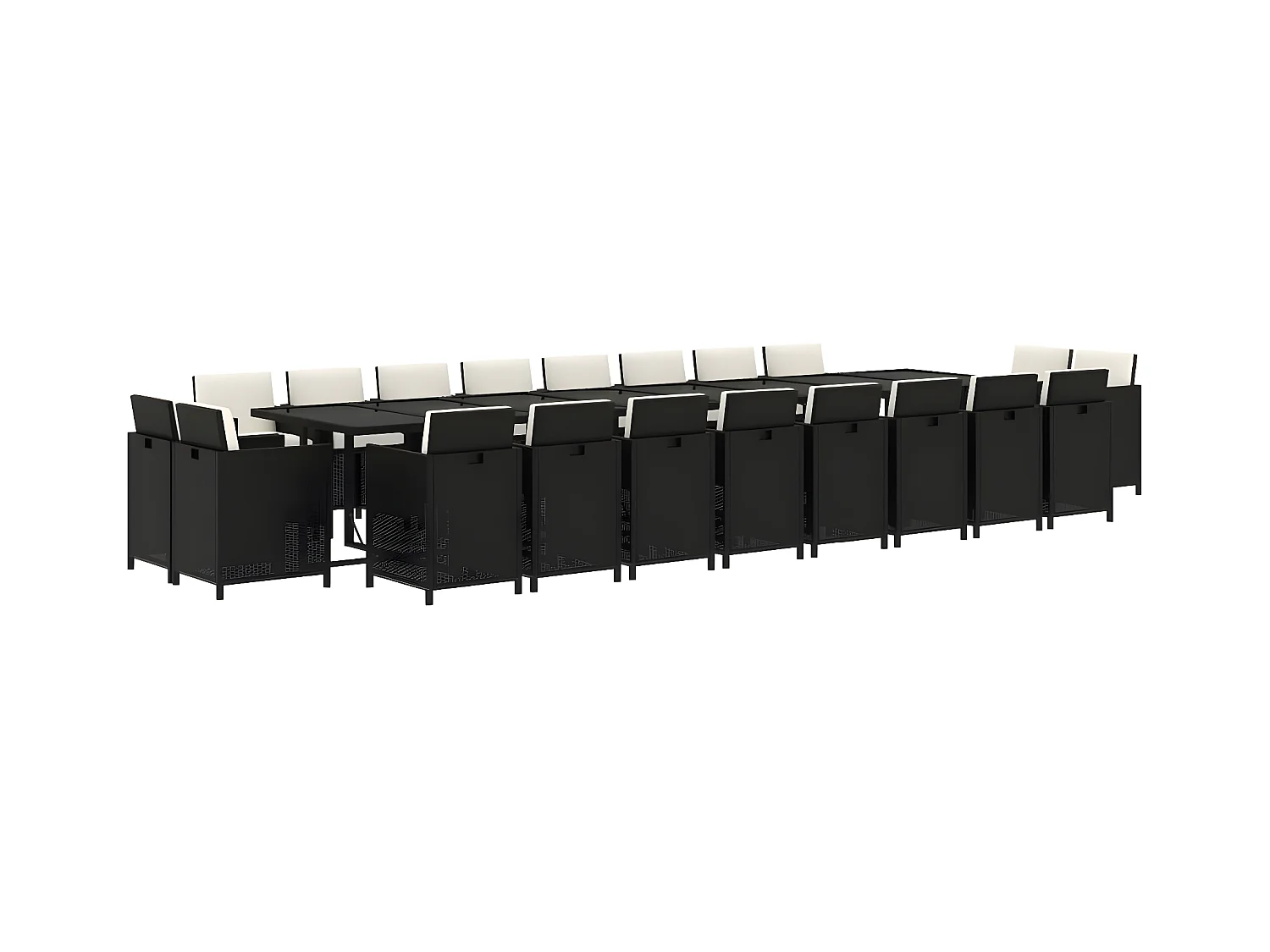 21-tlg. Garten-Essgruppe mit Kissen Schwarz Poly Rattan