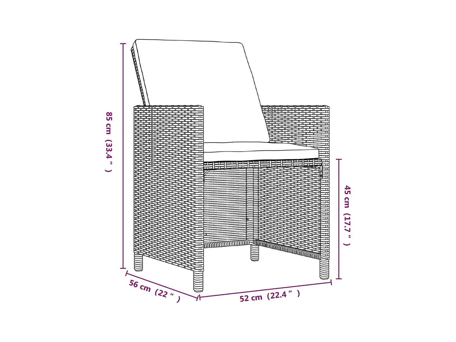 21-tlg. Garten-Essgruppe mit Kissen Schwarz Poly Rattan