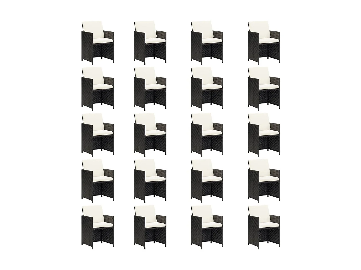 Ensemble à manger de jardin 21pcs coussins noir résine tressée