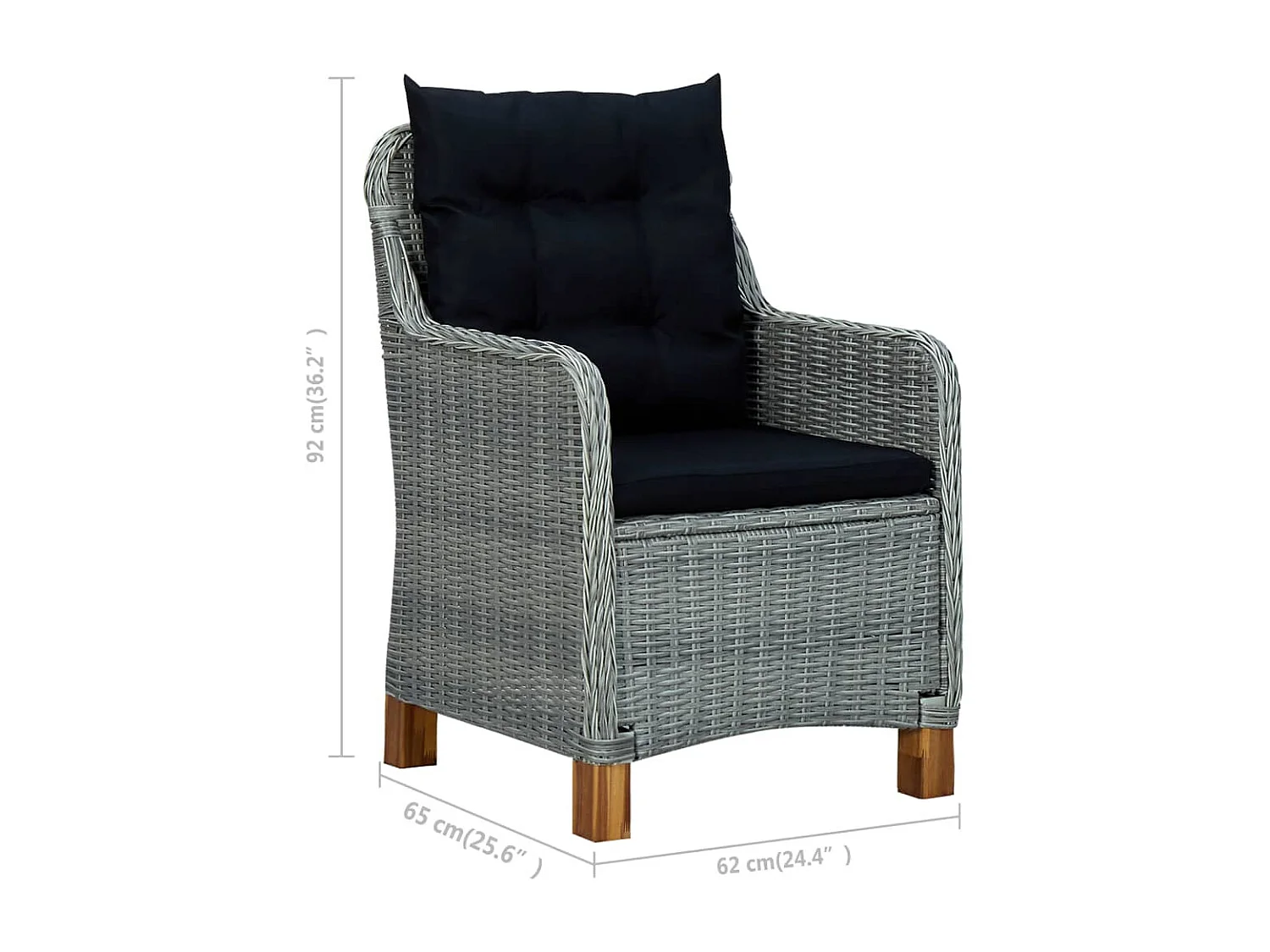 Salon de jardin 3 pcs avec coussins Résine tressée Gris clair