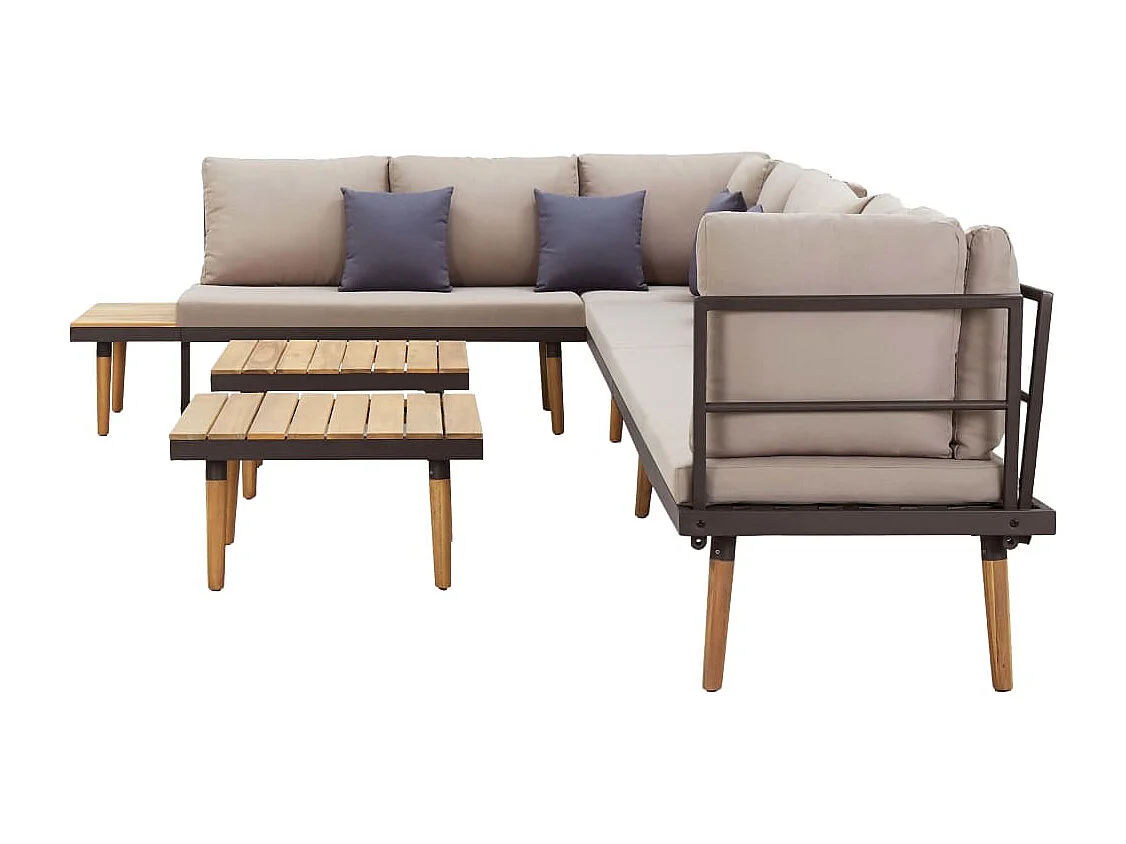 Set Divani da Giardino 7 Posti con Cuscini in Massello Acacia