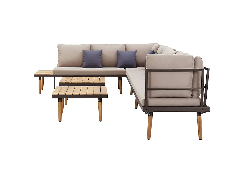 8-tlg. Garten-Lounge-Set mit Kissen Massivholz Akazie