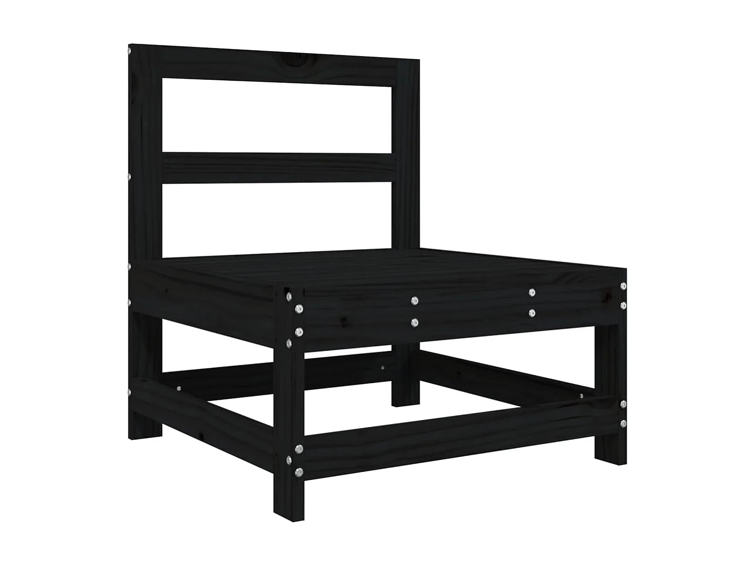 Salon de jardin 3 pcs noir bois massif de pin