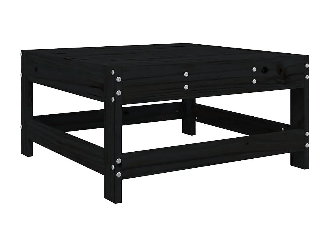 Salon de jardin 3 pcs noir bois massif de pin