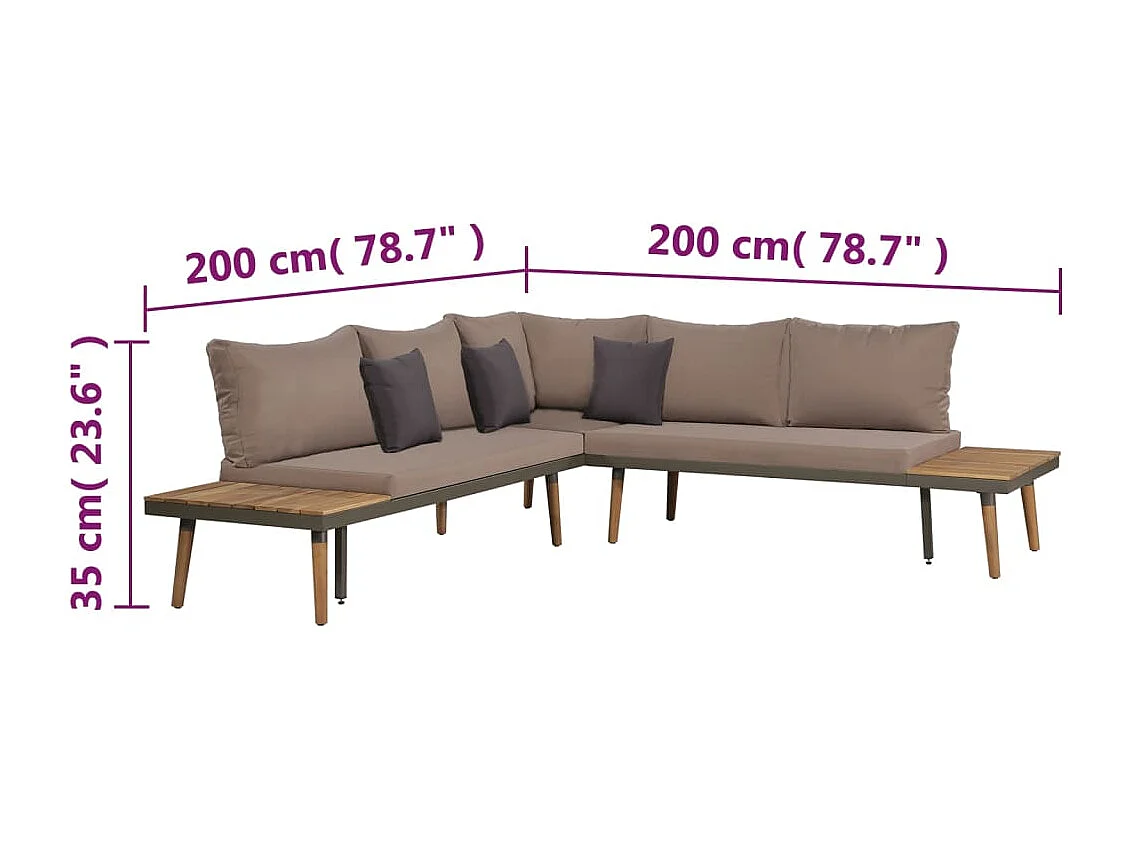 Set Divani da Giardino 4 pz con Cuscini Legno di Acacia Marrone