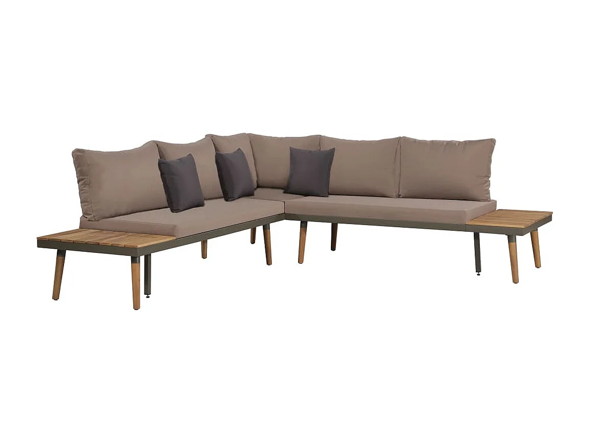 Salon de jardin 4pcs et coussins Bois d'acacia solide Marron