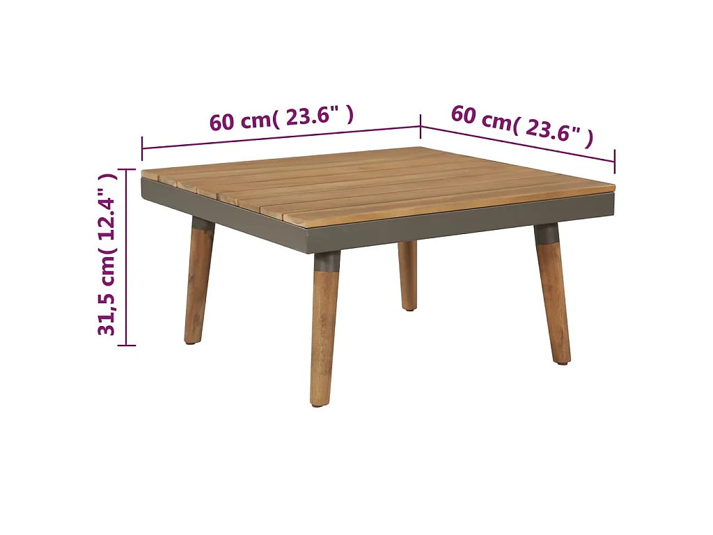 4 pcs conj. lounge jardim c/ almofadões acácia maciça castanho
