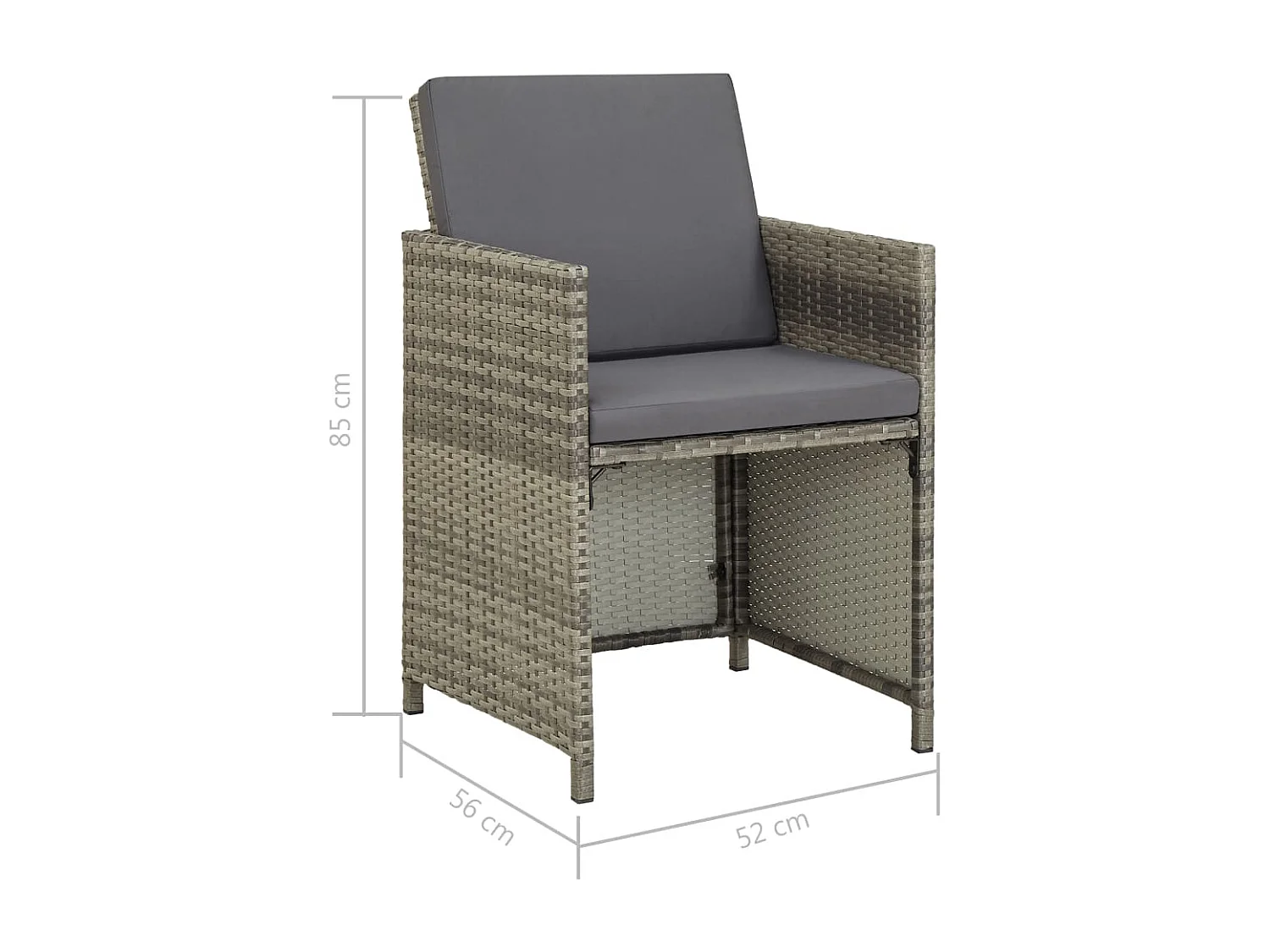 Set comedor de jardín 13 piezas y cojines ratán sintético gris