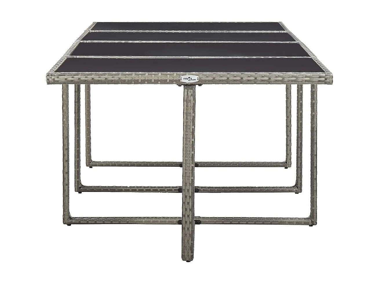 Set comedor de jardín 13 piezas y cojines ratán sintético gris