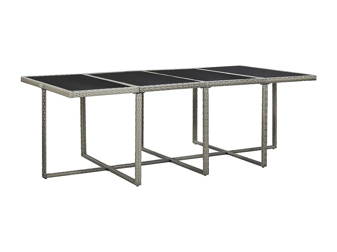 Ensemble à manger d'extérieur 13pcs et coussins poly rotin Gris