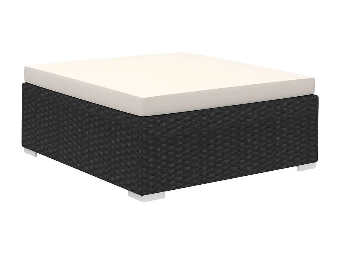 8 pcs conjunto lounge de jardim c/ almofadões vime PE preto