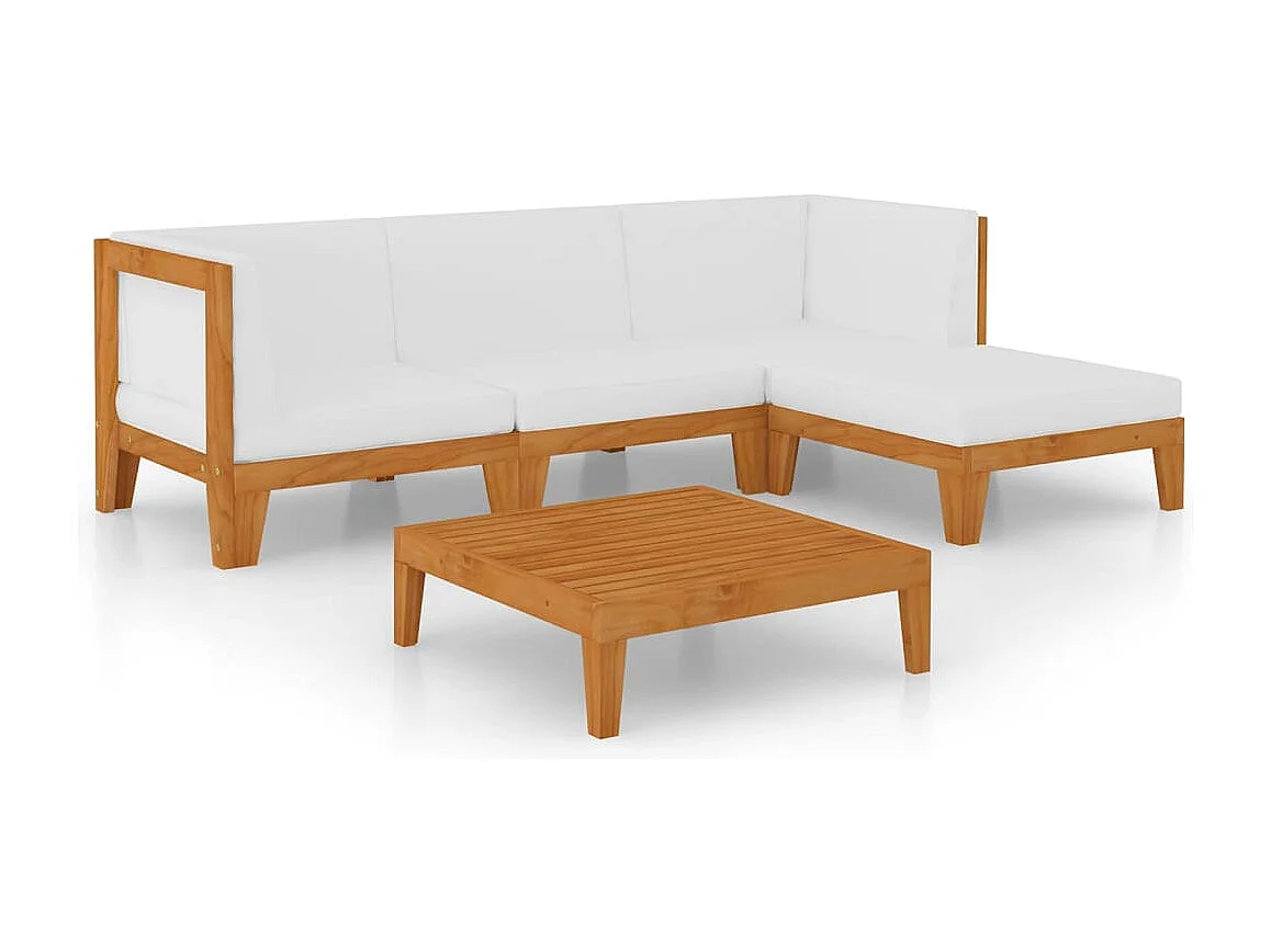 5 pcs conjunto lounge de jardim c/ almofadões acácia maciça
