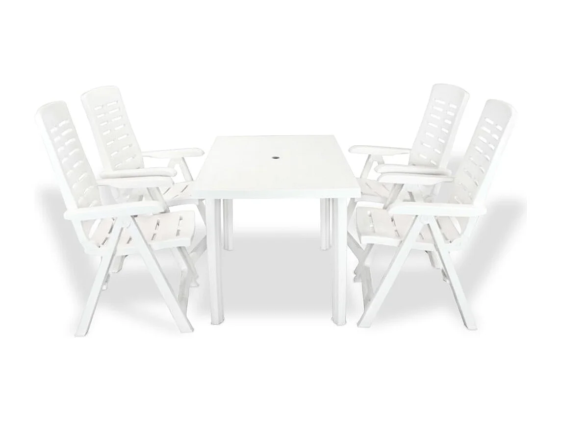 Mobilier à manger d'extérieur 5 pcs Plastique Blanc