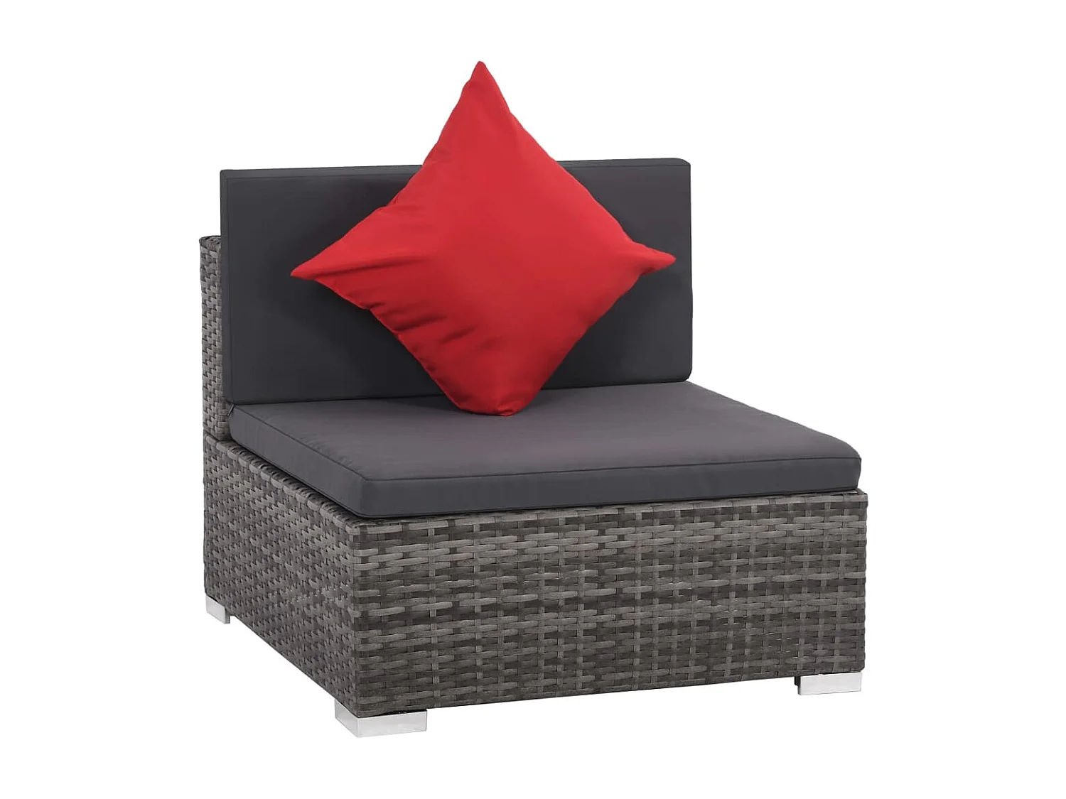 8 pcs conjunto lounge de jardim c/ almofadões vime PE cinzento