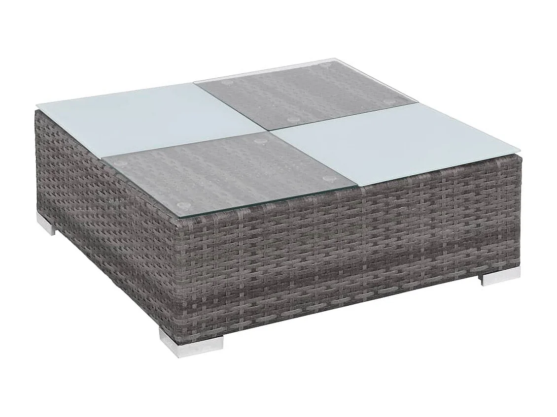 8 pcs conjunto lounge de jardim c/ almofadões vime PE cinzento