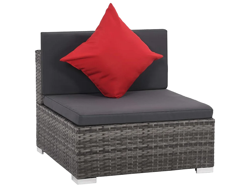 Set Divani da Giardino 8 pz con Cuscini in Polyrattan Grigio