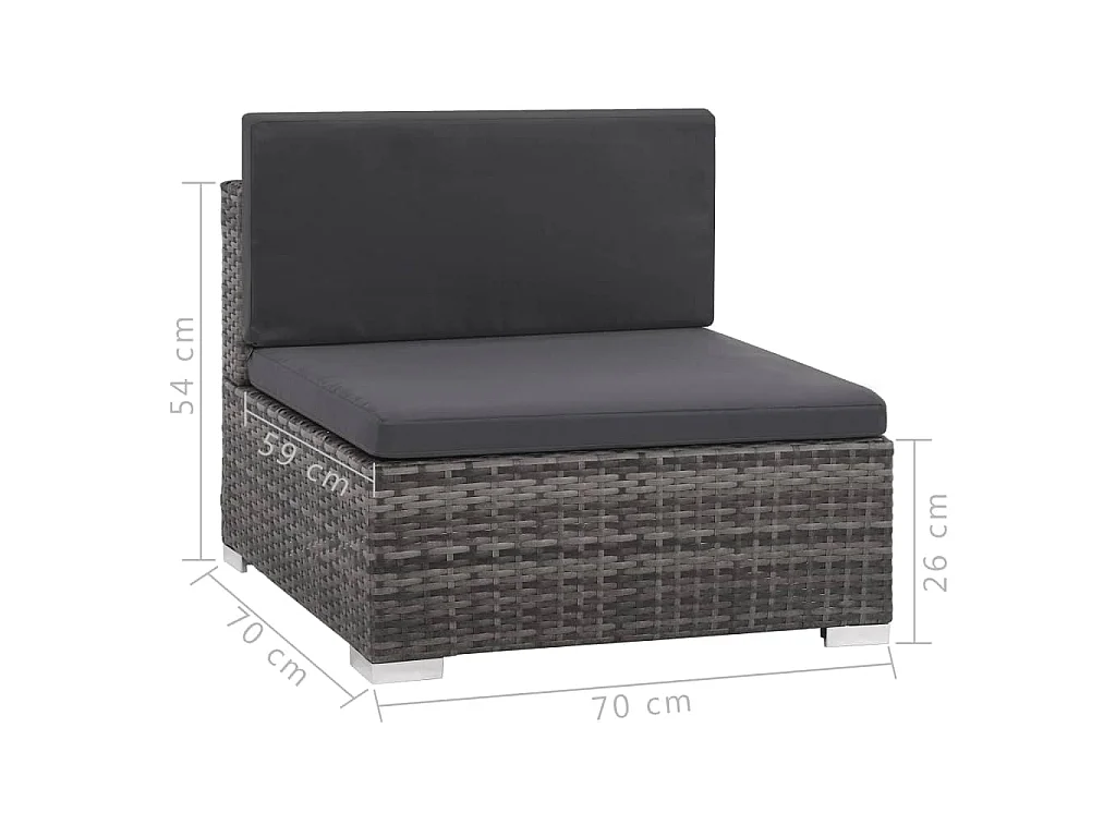 Set Divani da Giardino 8 pz con Cuscini in Polyrattan Grigio