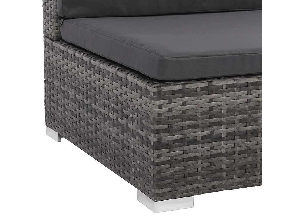 Set Divani da Giardino 8 pz con Cuscini in Polyrattan Grigio