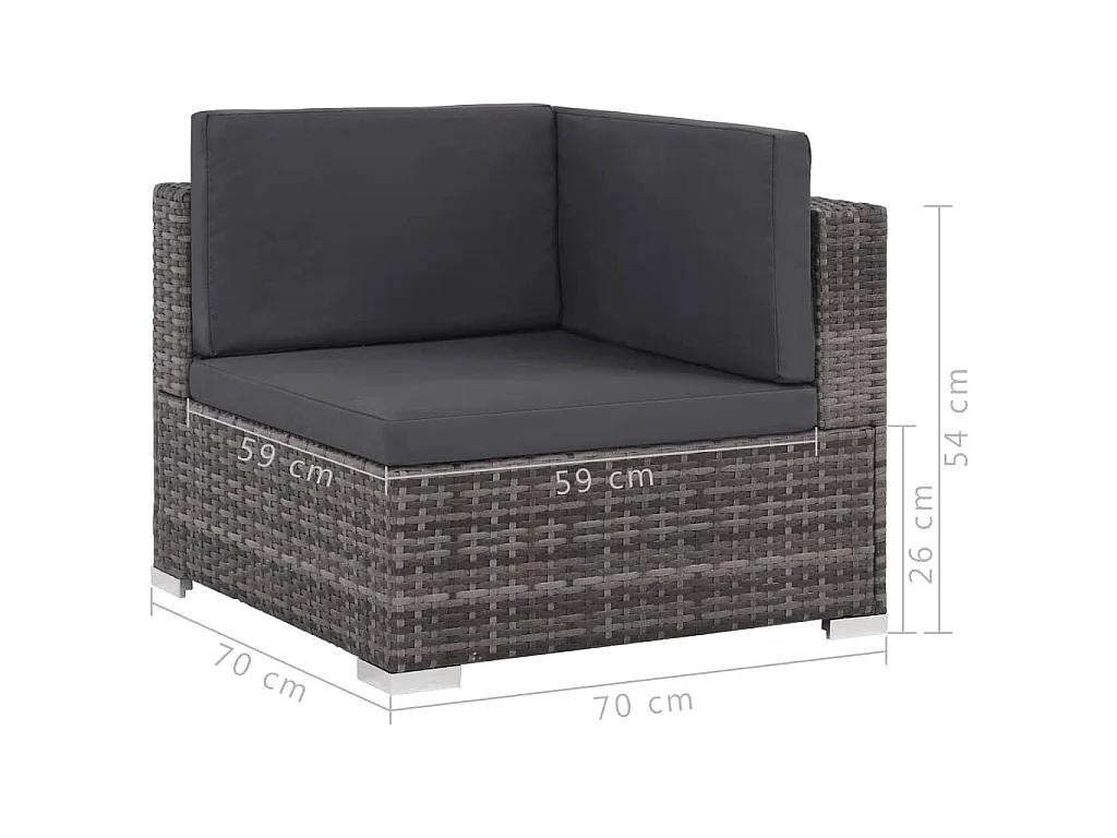 Set Divani da Giardino 8 pz con Cuscini in Polyrattan Grigio